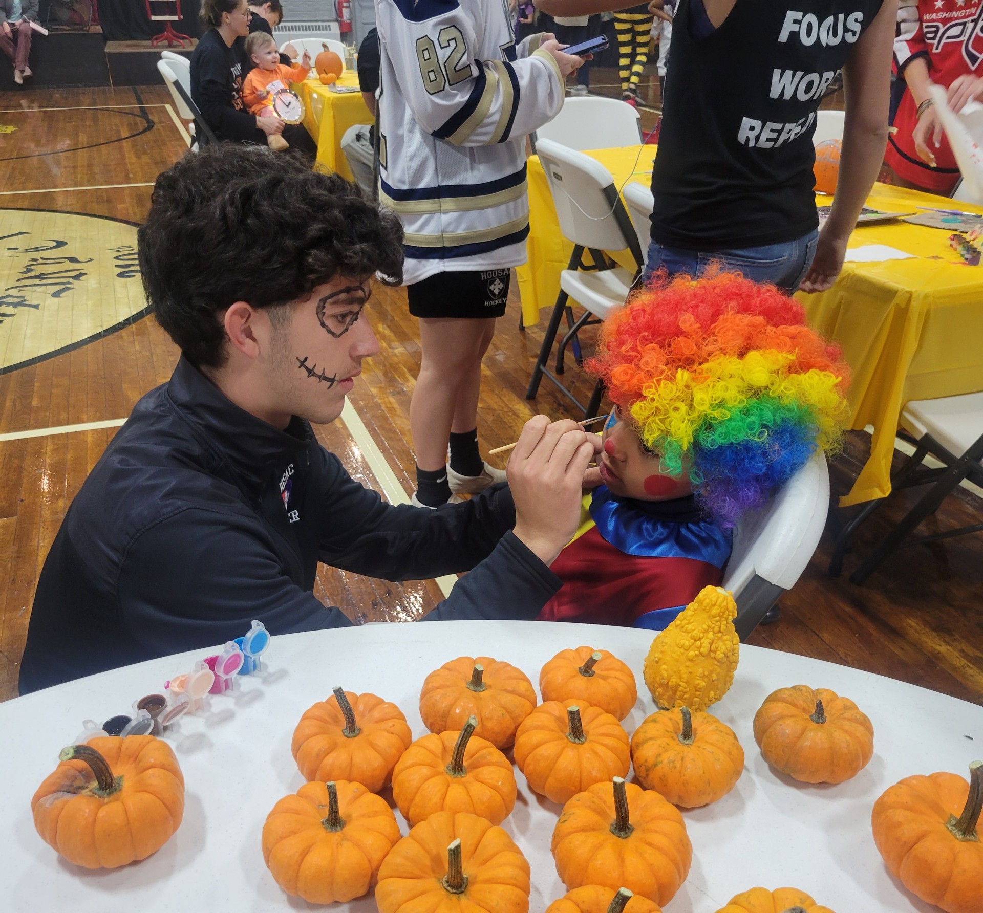 Hoosac Students Spend Halloween Face Painting, Pumpkin Decorating  & Playing Games with the Youth